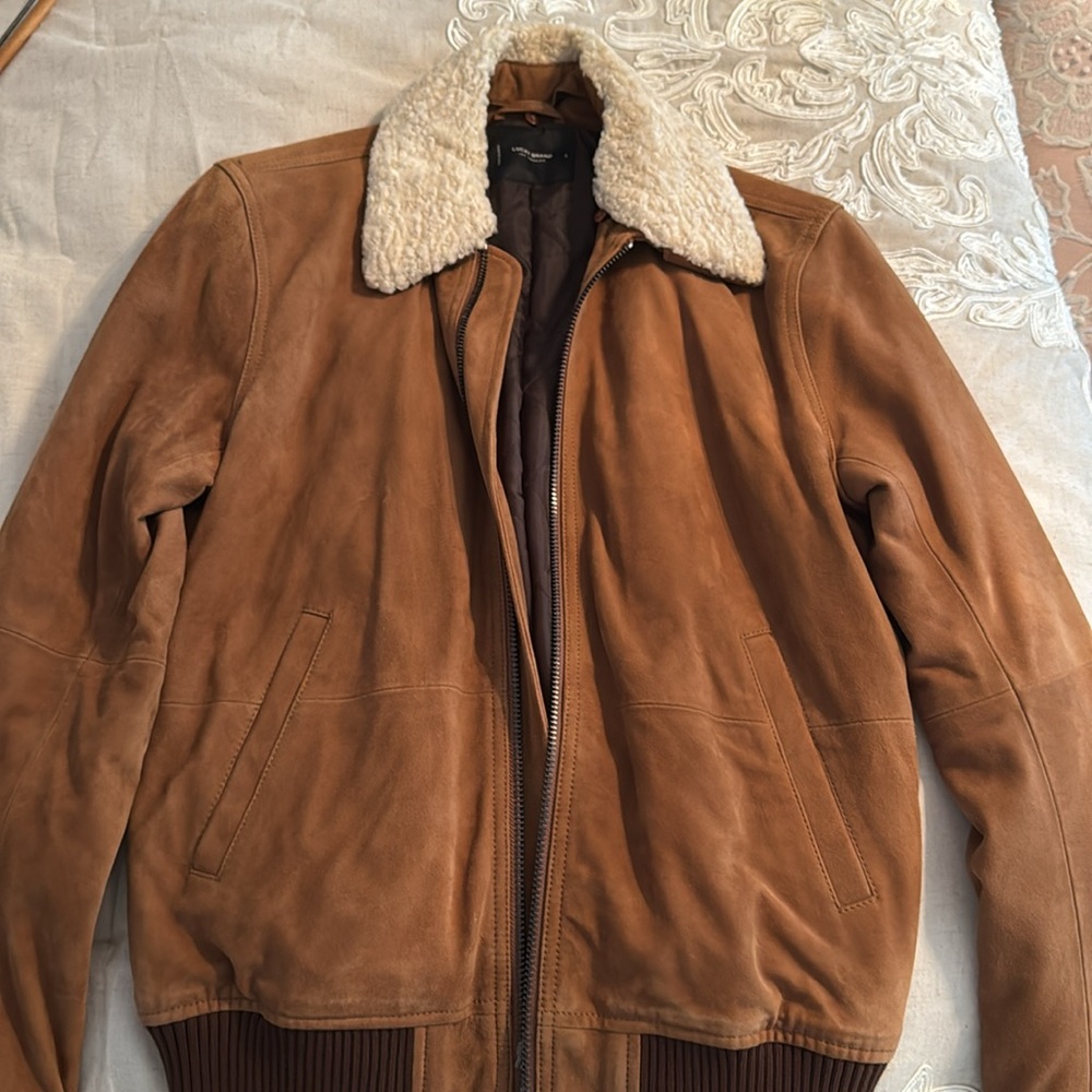 Lucky Brand Sherpa Collar Suede Bomber Jacket - Picture 3 of 3
